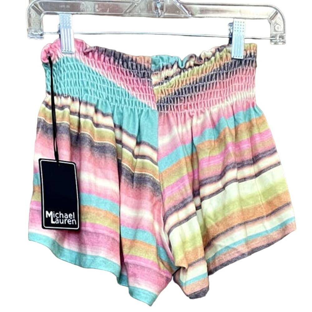 Michael Lauren Revolve Women Pastel Color Stripe Smock Elastic Shorts XSmall NWT